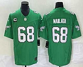 Men's Philadelphia Eagles #68 Jordan Mailata Green C Patch 2023 FUSE Vapor Limited Throwback Stitched Jersey,baseball caps,new era cap wholesale,wholesale hats